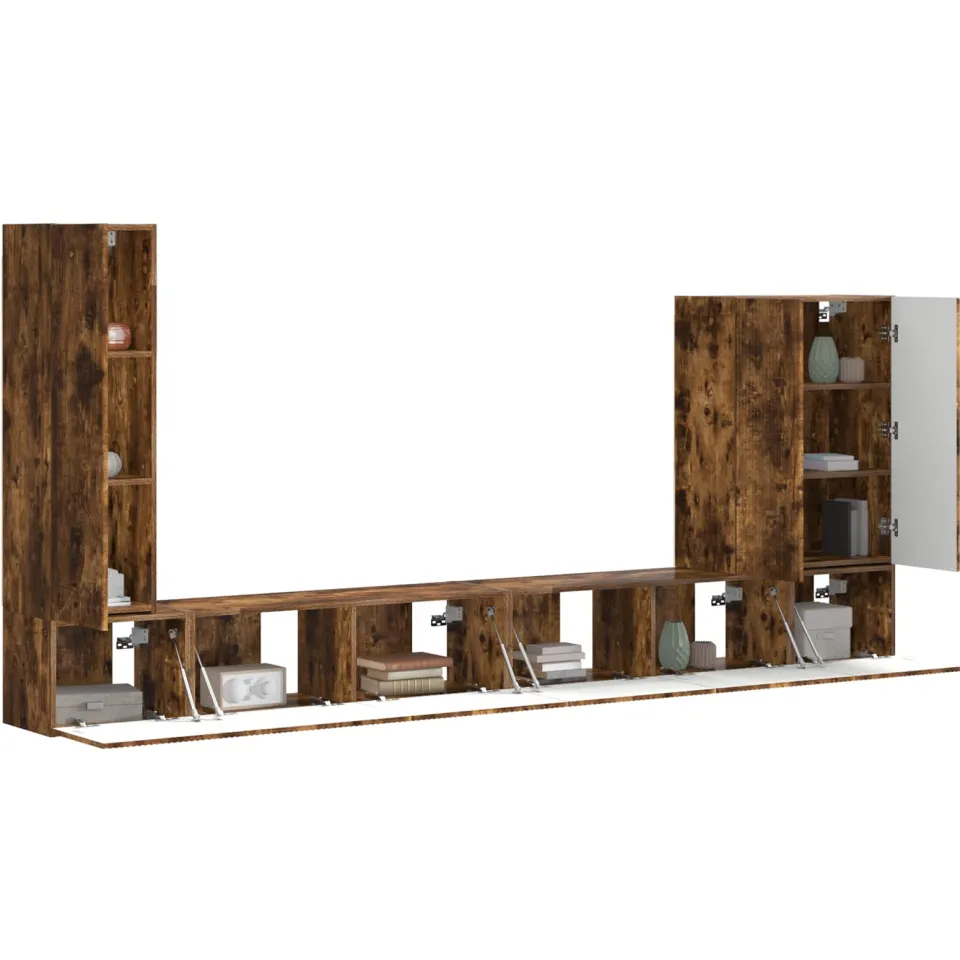 vidaXL TV Wandkast Set 6 st 98 x 31 x 29,5 cm Gerookt eiken Bruin
