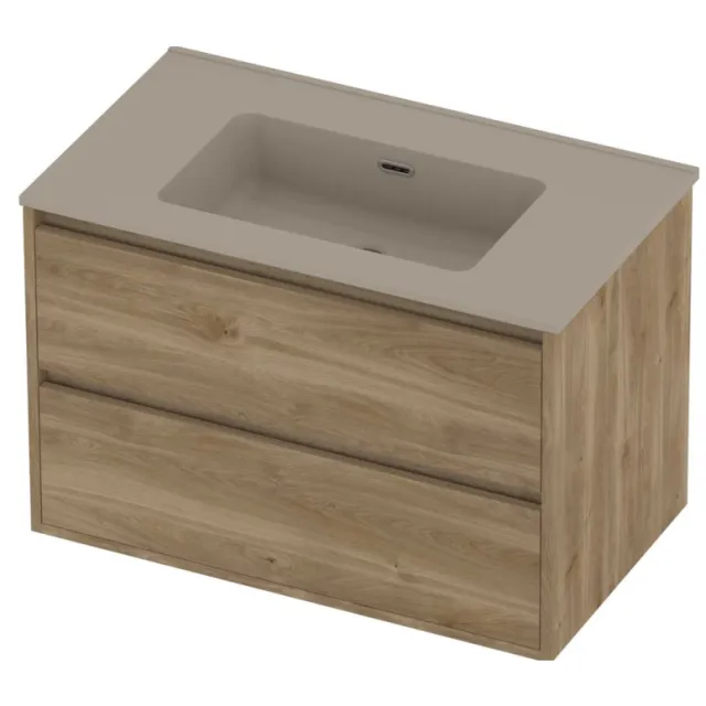 Proline Tribute Badmeubelset Porselein Elegant 80x46x54 cm Mat Crème Cotton Cider Oak Eiken