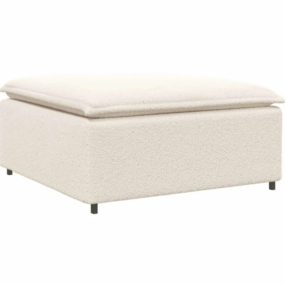 vidaXL Modulaire bank met voetenbank&kussens gekrulde wolachtige stof crème, foto 4