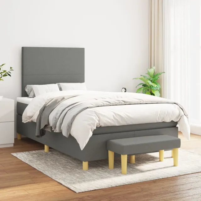 vidaXL Boxspring met matras stof donkergrijs 120x200 cm grijs