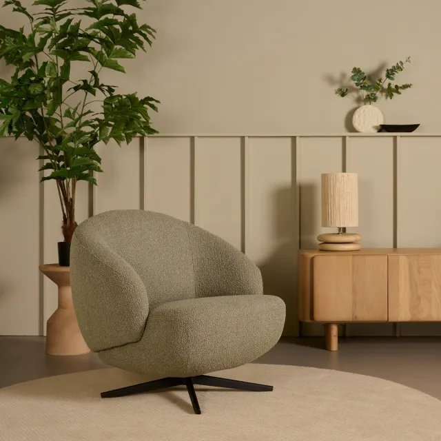 Woonexpress Fauteuil Chance - Textiel / Metaal - Groen - 85 x 79 x 88 cm (BxHxD)
