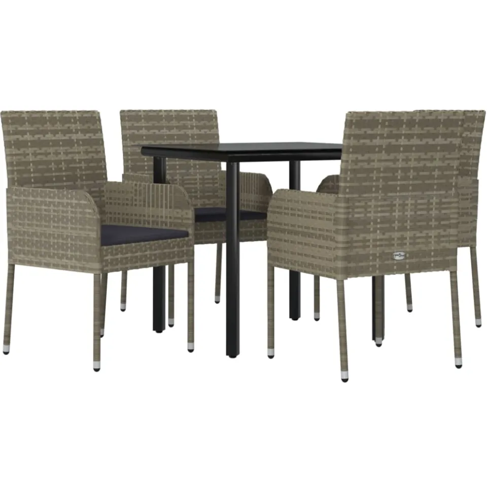 vidaXL 5-delige Tuinset met kussens poly rattan zwart en grijs, foto 3