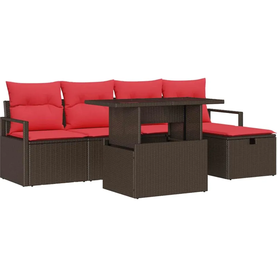 vidaXL Tuin Sofa Set 6 st Bruin poly rattan