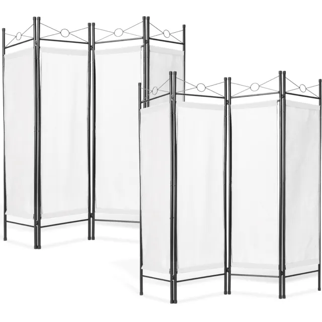 Tectake 4-delig kamerscherm - Set van 2 - Ruimteverdeler, kamerscherm, room divider - 180 x 160 cm - Metalen frame met polyester schermen - Wit