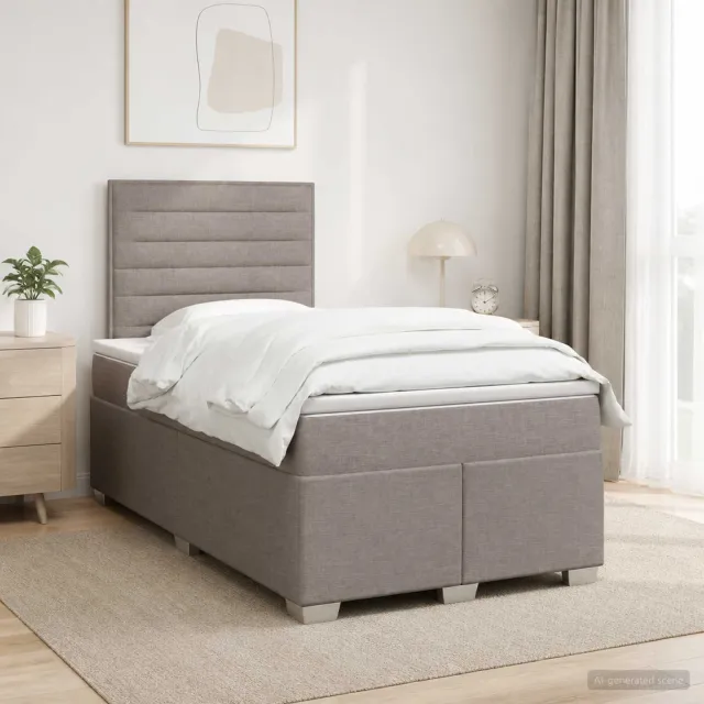 vidaXL Boxspringbed met matras Taupe 120 x 190 cm Stof