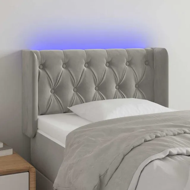 vidaXL Hoofdbord LED 83x16x78/88 cm fluweel lichtgrijs