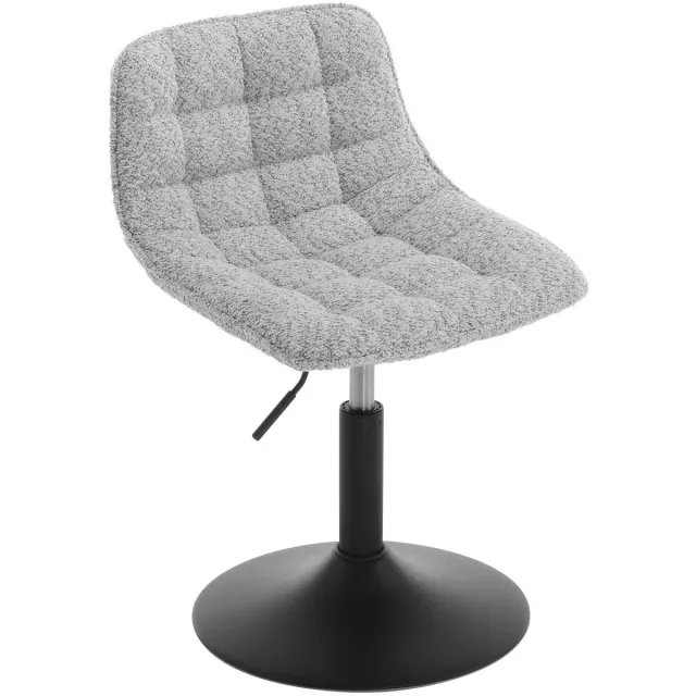 MakkelijkMooi Kruk met Chenille Stof - Barkruk - 360 ° Draaibaar - met Rugleuning - Licht Grijs Slijtvast Chenille Stof Licht Grijs Chenille