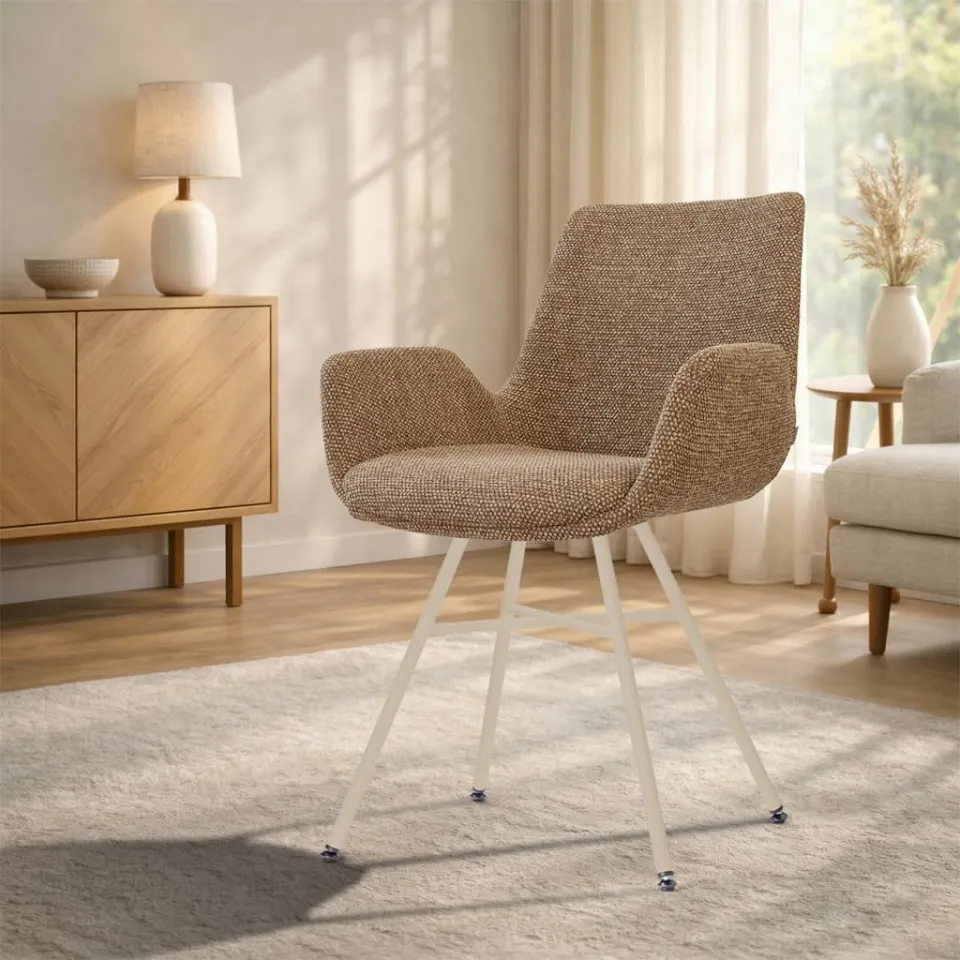 Nolon Noa-Eef eetkamerstoel bruin blend - beige onderstel, foto 3