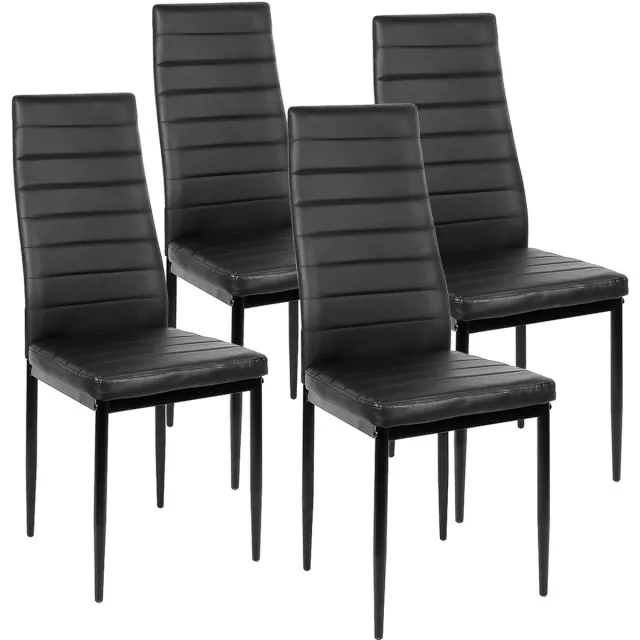 M Goods M-Goods Eetkamerstoelen Set van 4 - Zwarte Eetkamerstoel - Synthetisch Leer - Modern Design - Hoge Rugleuning