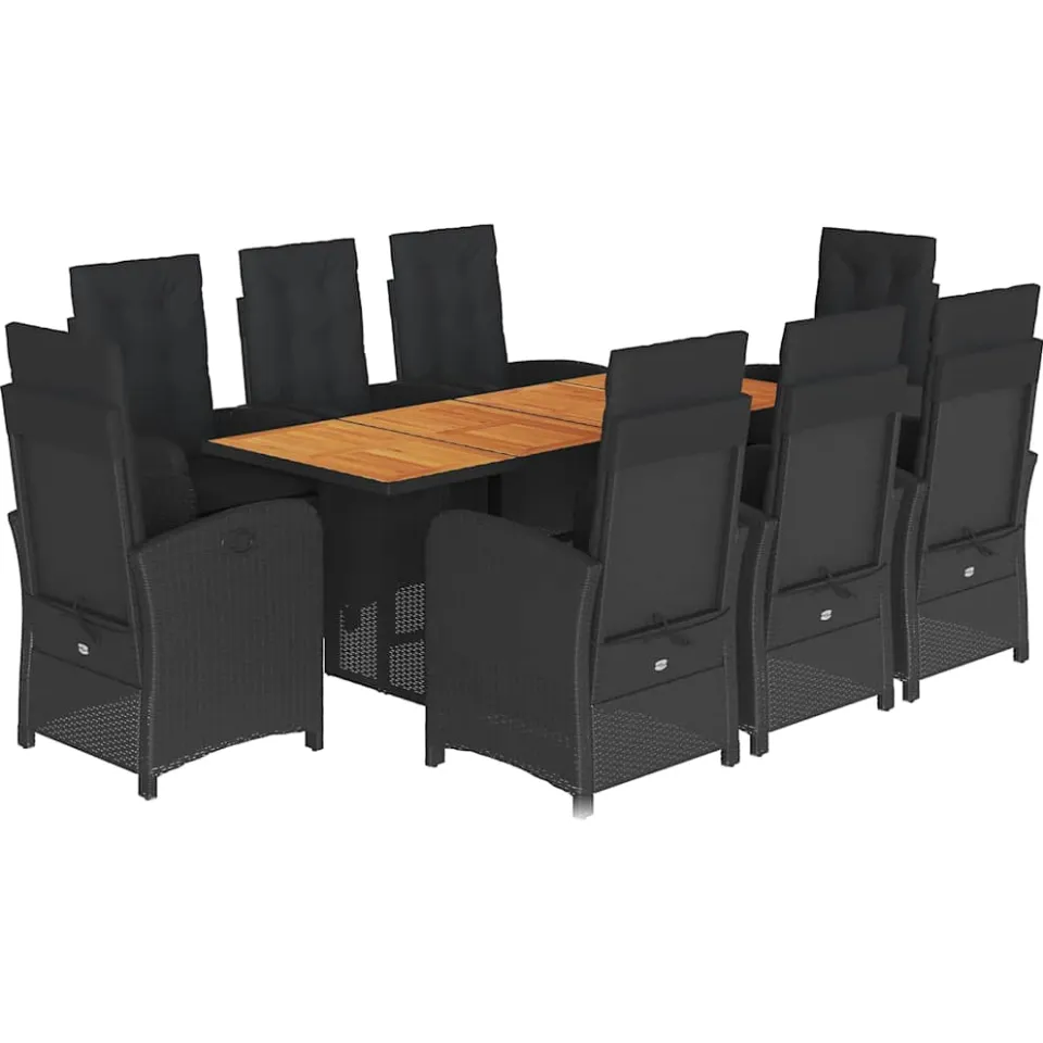 vidaXL 9-delige Tuinset poly rattan zwart, foto 3
