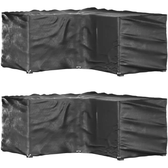 vidaXL Tuinmeubelhoezen L-vormig 2 st 16 oogjes 215x215x90 cm Zwart