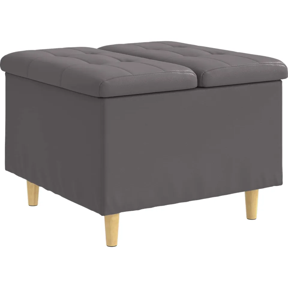 vidaXL Ottoman met Opbergruimte Grijs 60 x 60 x 45 cm Kunstleer