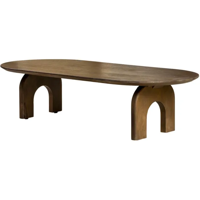 DÉJA Living Salontafel Vantaa - Ovaal - Walnootkleur - 130x60 cm - Mangohout Donkerbruin