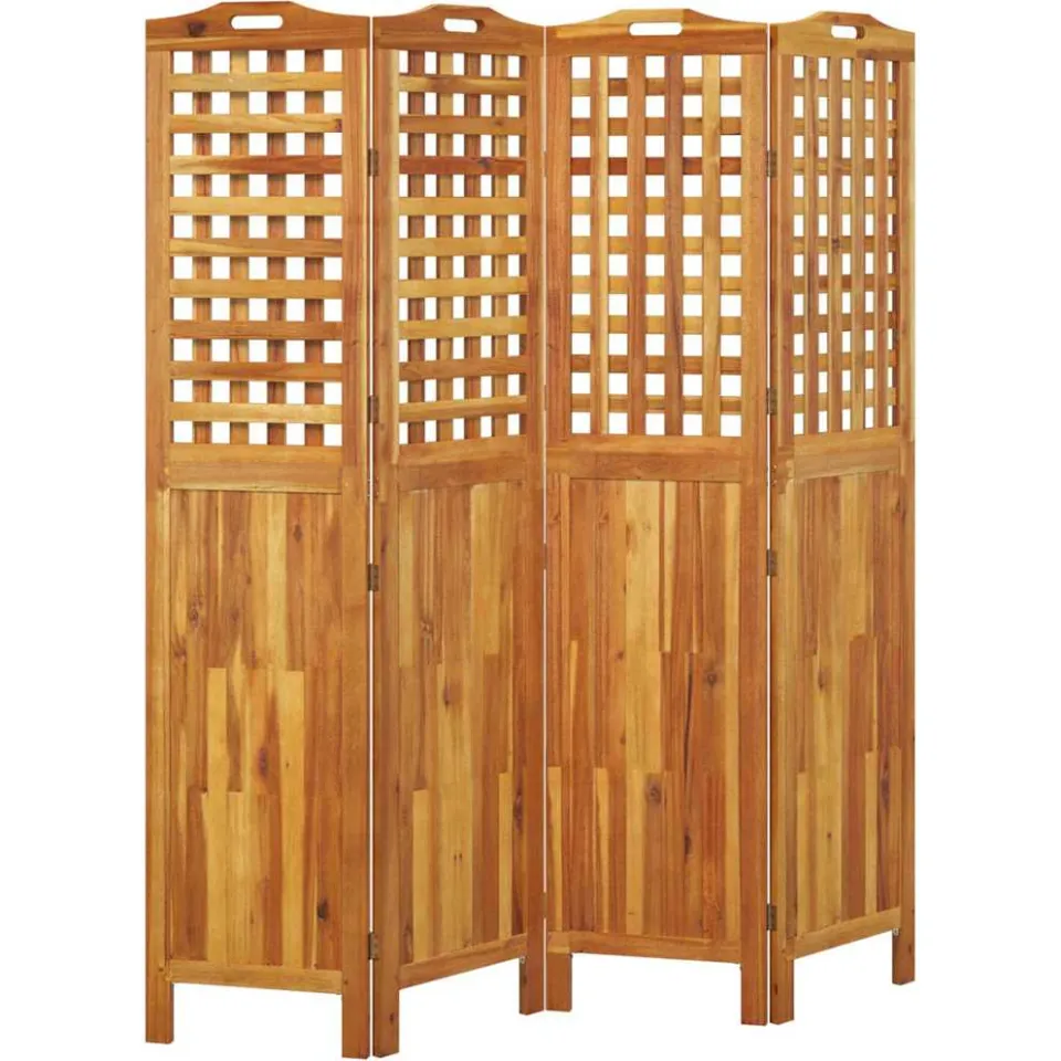 vidaXL Kamerscherm met 4 panelen 162x2x180 cm massief acaciahout bruin, foto 5