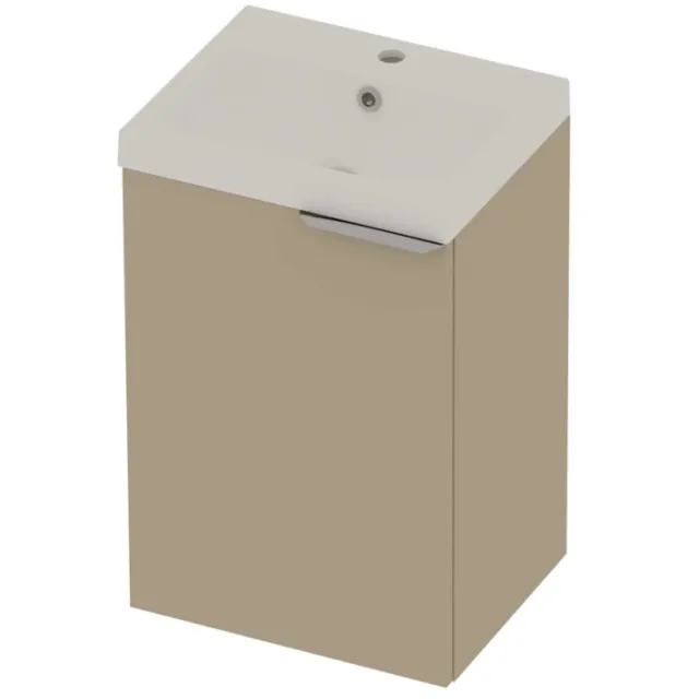 Basic-Line Pretty 36 Badmeubelset Polystone 1 Kraangat Voor Grepen 45x36x70 cm Mat Beige Mat Wit