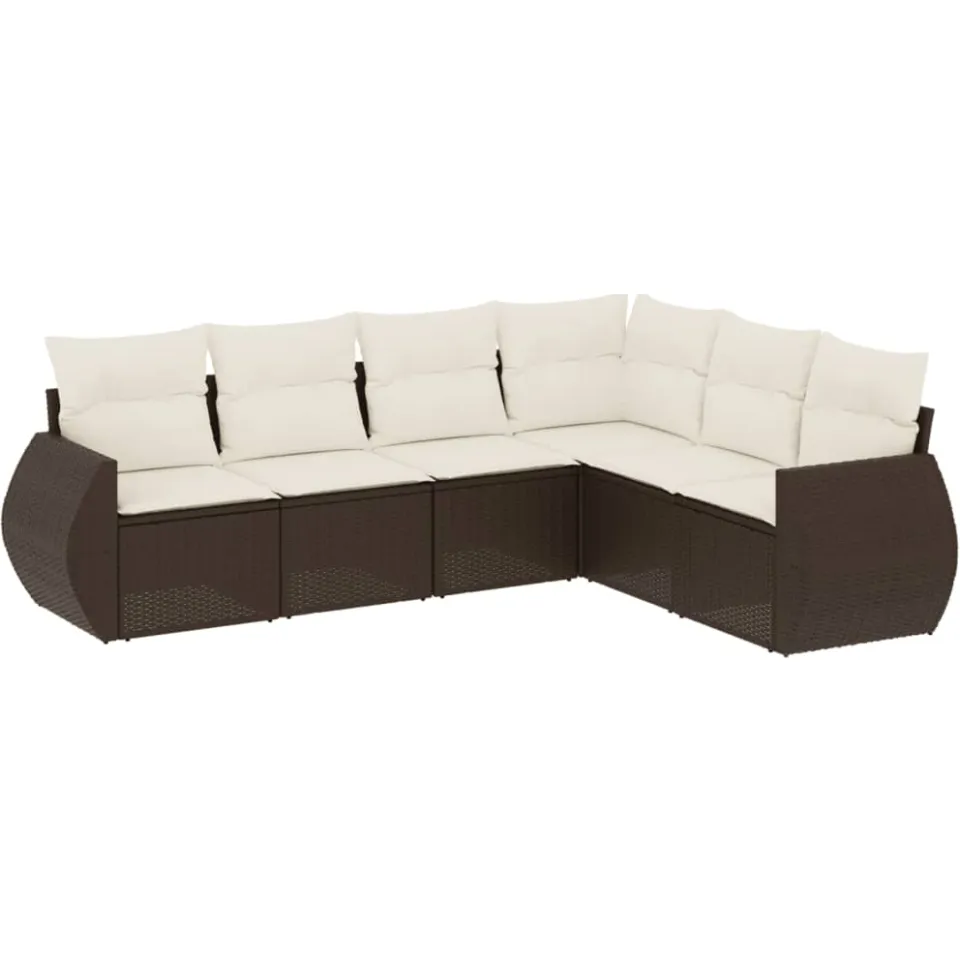vidaXL 6-delige Loungeset met kussens poly rattan bruin, foto 3