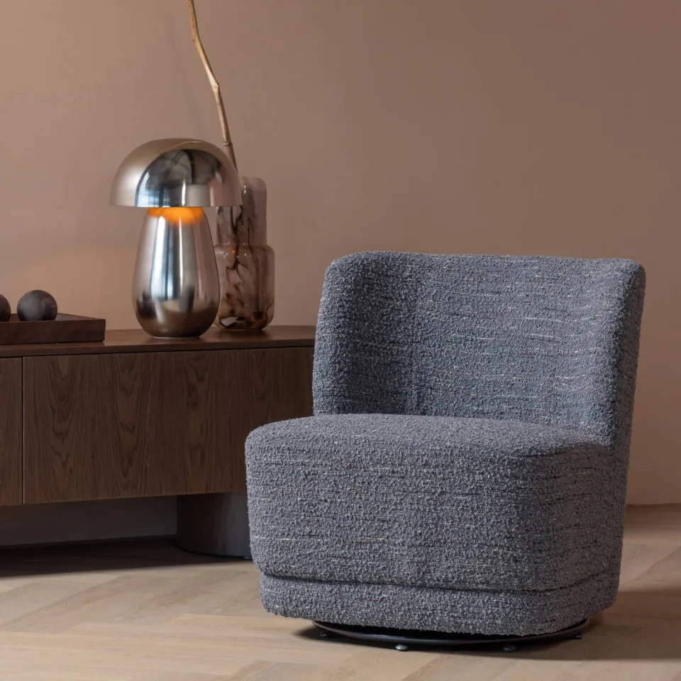 WOOOD Atty Draaifauteuil - Grove Melange - Grijs - 75x74x65, foto 3