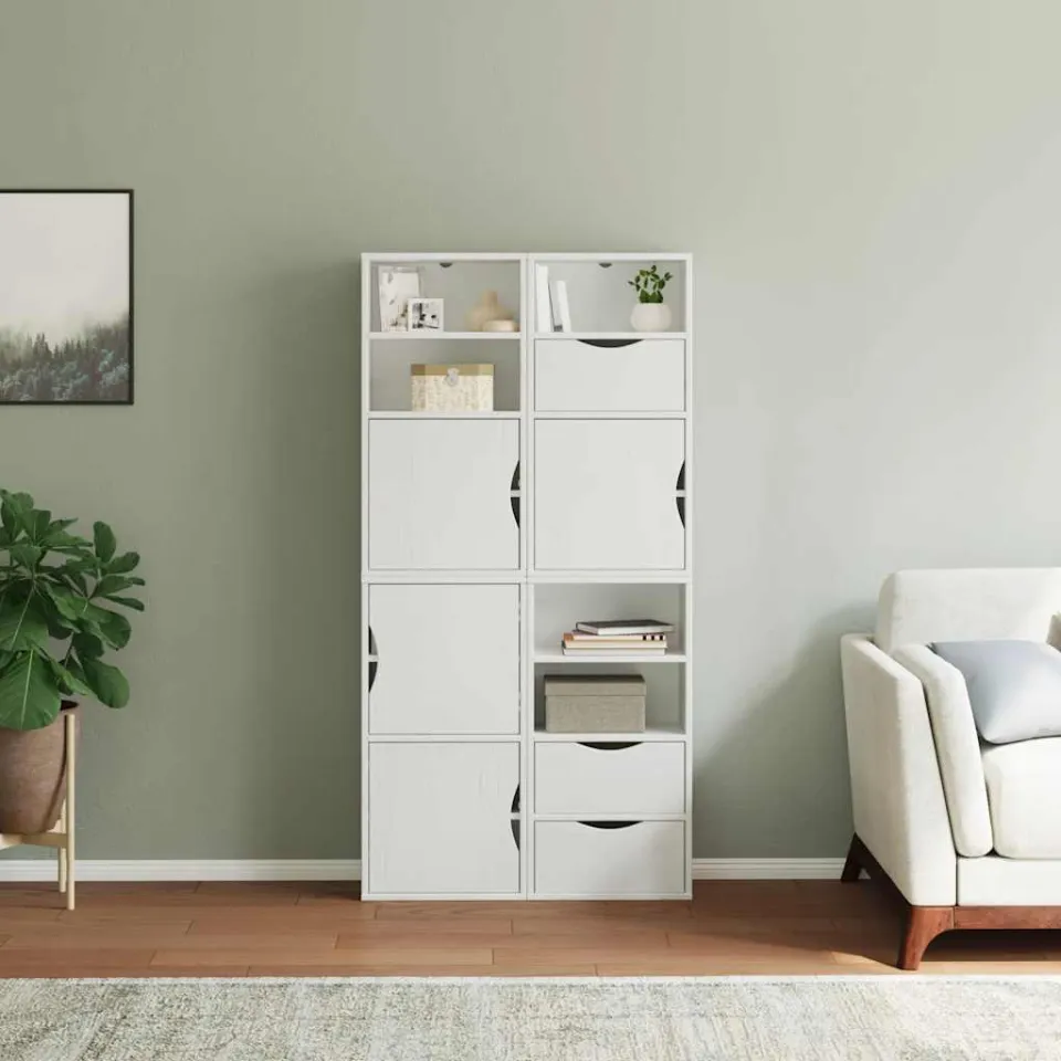vidaXL Bijzetkasten 4 st "ODDA" 40x24x79 cm massief grenenhout wit, foto 3