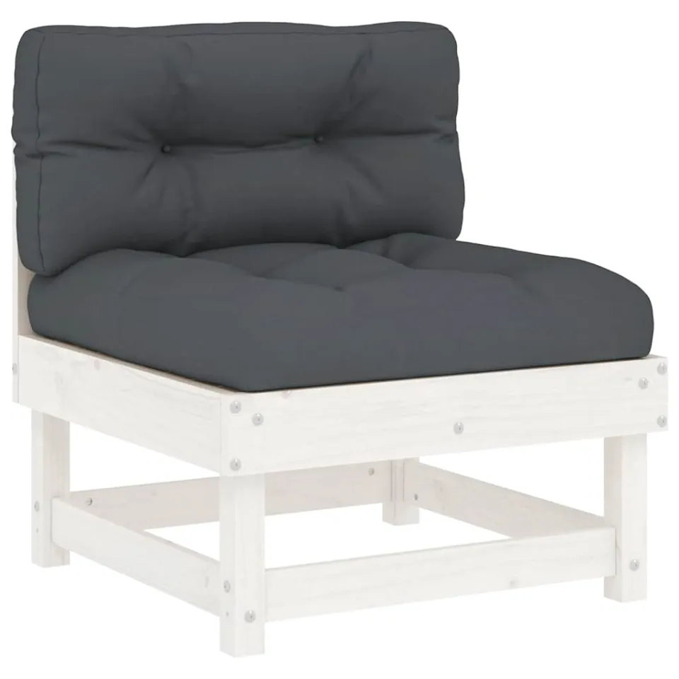 vidaXL 6-delige Loungeset met kussens massief hout wit, foto 4