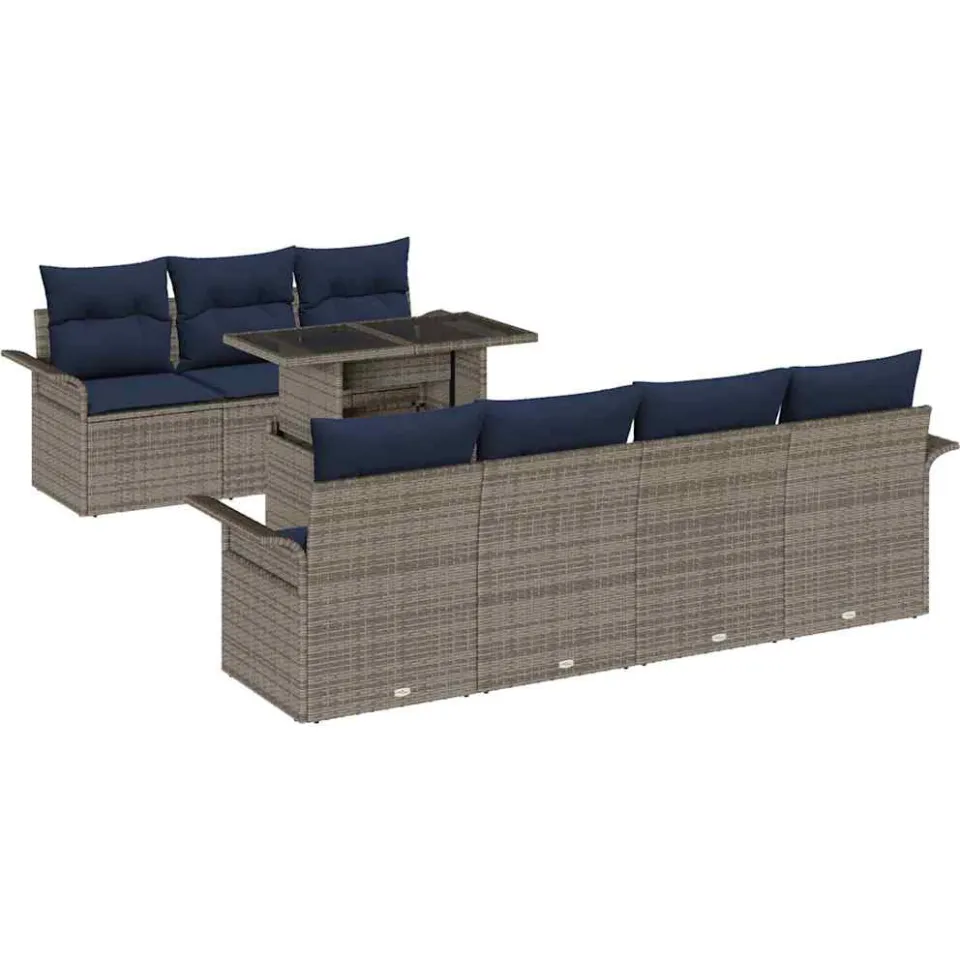 vidaXL Tuin Sofa Set 8 st Grijs poly rattan