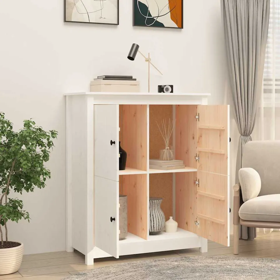 vidaXL Dressoir 83x41,5x100 cm massief grenenhout wit, foto 3