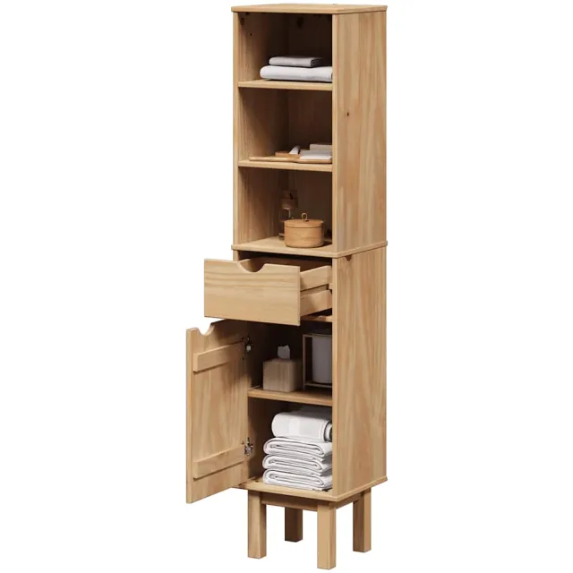 vidaXL Badkamerkast OTTA 35x30x159 cm massief grenenhout Bruin