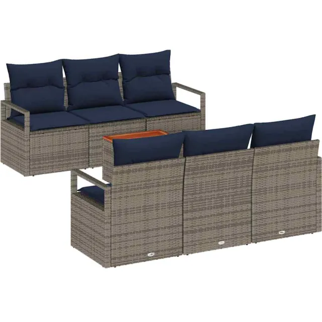 vidaXL Tuinbankenset 7 st Grijs poly rattan, foto 2