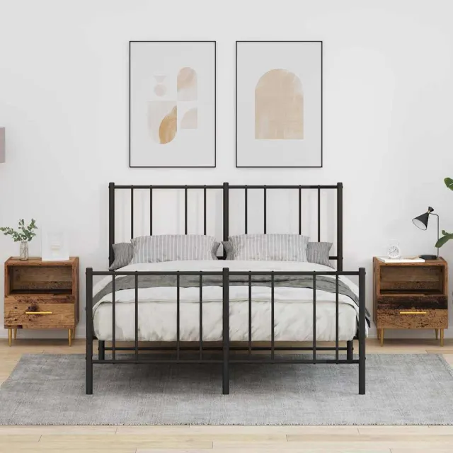 vidaXL Nachtkastje 2 st Oudhout 40 x 35 x 47,5 cm Bewerkt hout bruin, foto 2