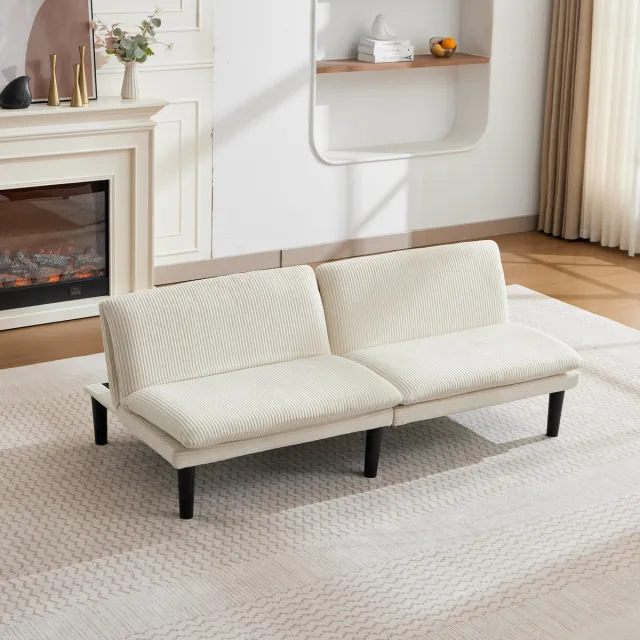 COVREO Slaapbank 167x84x67 cm beige, verstelbare rugleuning 2-zits