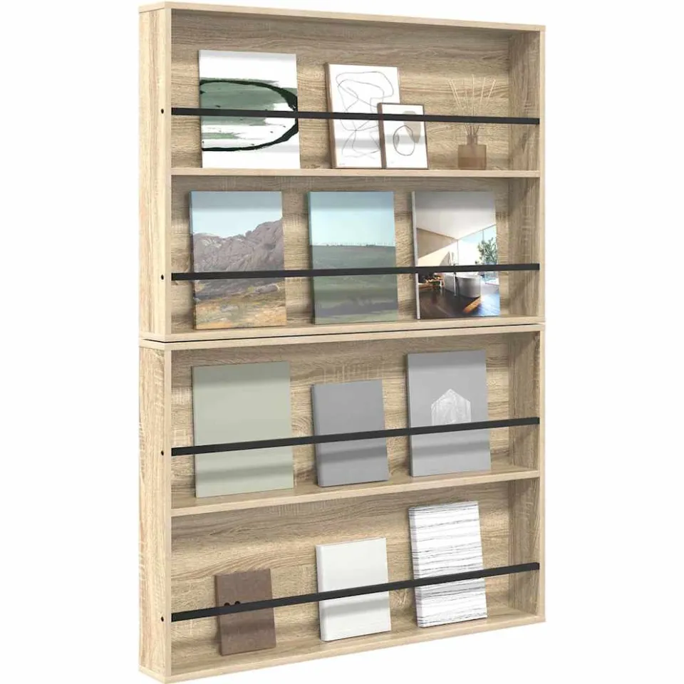 vidaXL Tijdschrift Rek 2 st Sonoma Eiken 100 x 12 x 70 cm Bewerkt hout Bruin