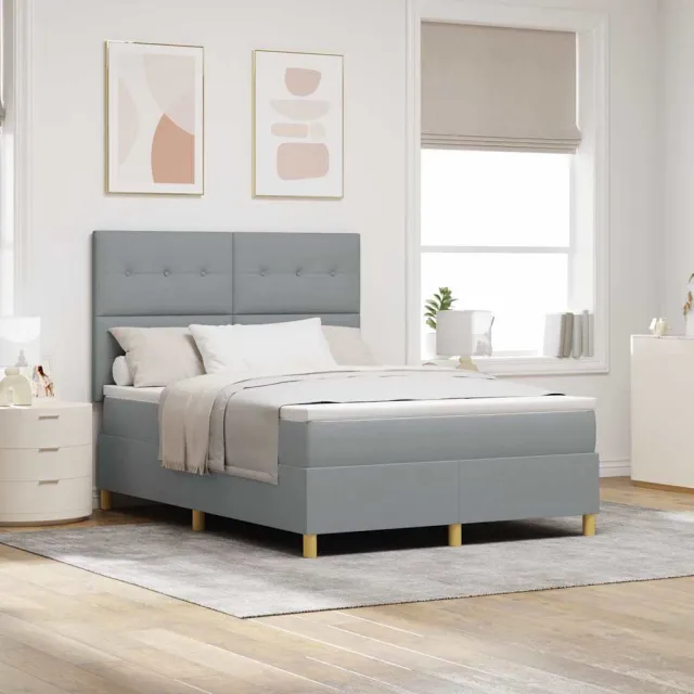 vidaXL Boxspringbed met hoofdeinde Lichtgrijs 160 x 200 cm Stof