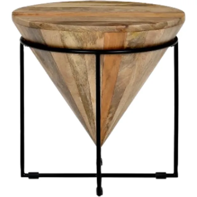 koloniaal teakhuis Bijzettafel-Salontafel-Uniekmodel-Rond 48cm-Mangohout-Koloniaal Teakhuis lichtbruin