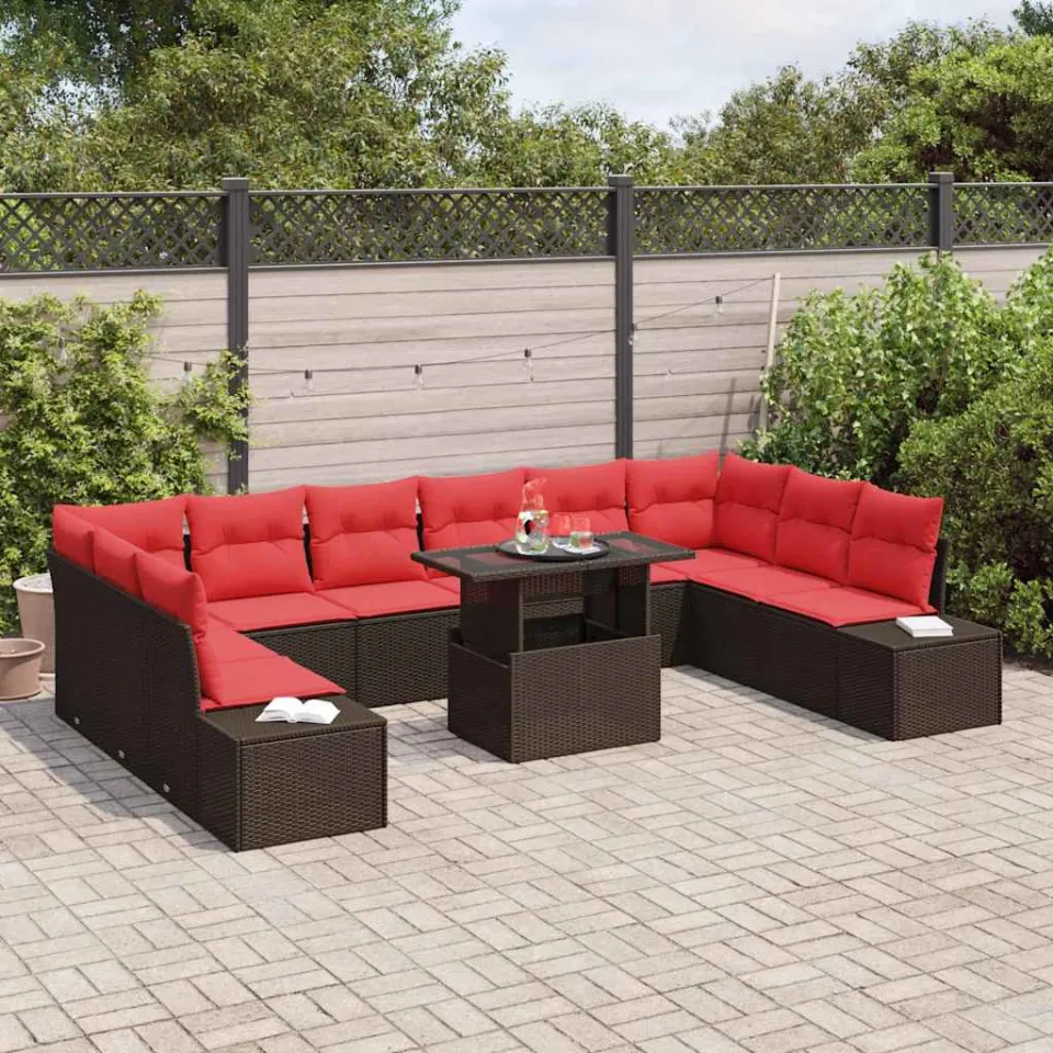 vidaXL Tuin Sofa Set 11 st Bruin poly rattan, foto 3