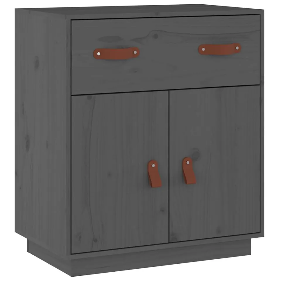 vidaXL Dressoir 65,5x40x75 cm massief grenenhout grijs