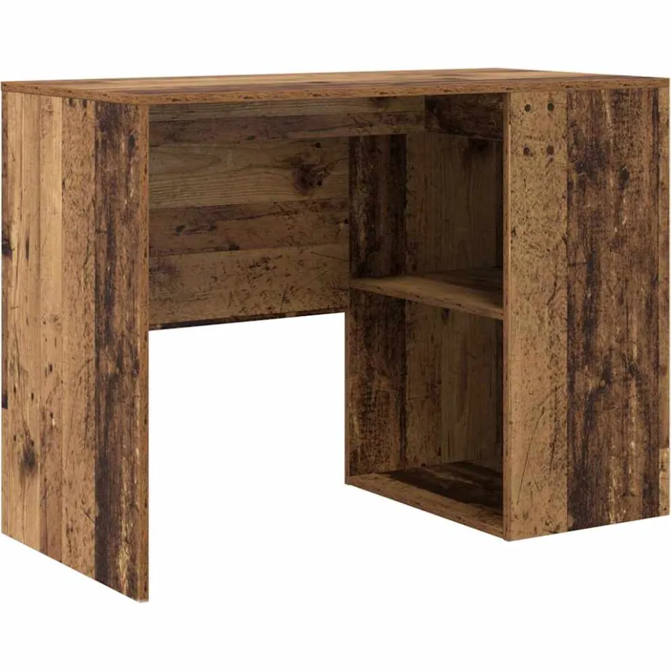 vidaXL Bureau Oud Hout 102 x 50 x 75 cm Bewerkt hout bruin, foto 3