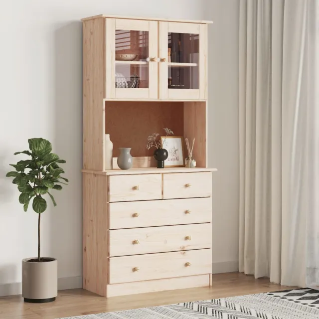vidaXL Hoge kast ALTA 77x35x165 cm massief grenenhout bruin, foto 2