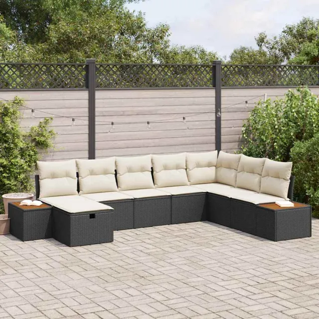 vidaXL Tuin Sofa Set met kussen met opslag Zwart poly rattan, foto 2