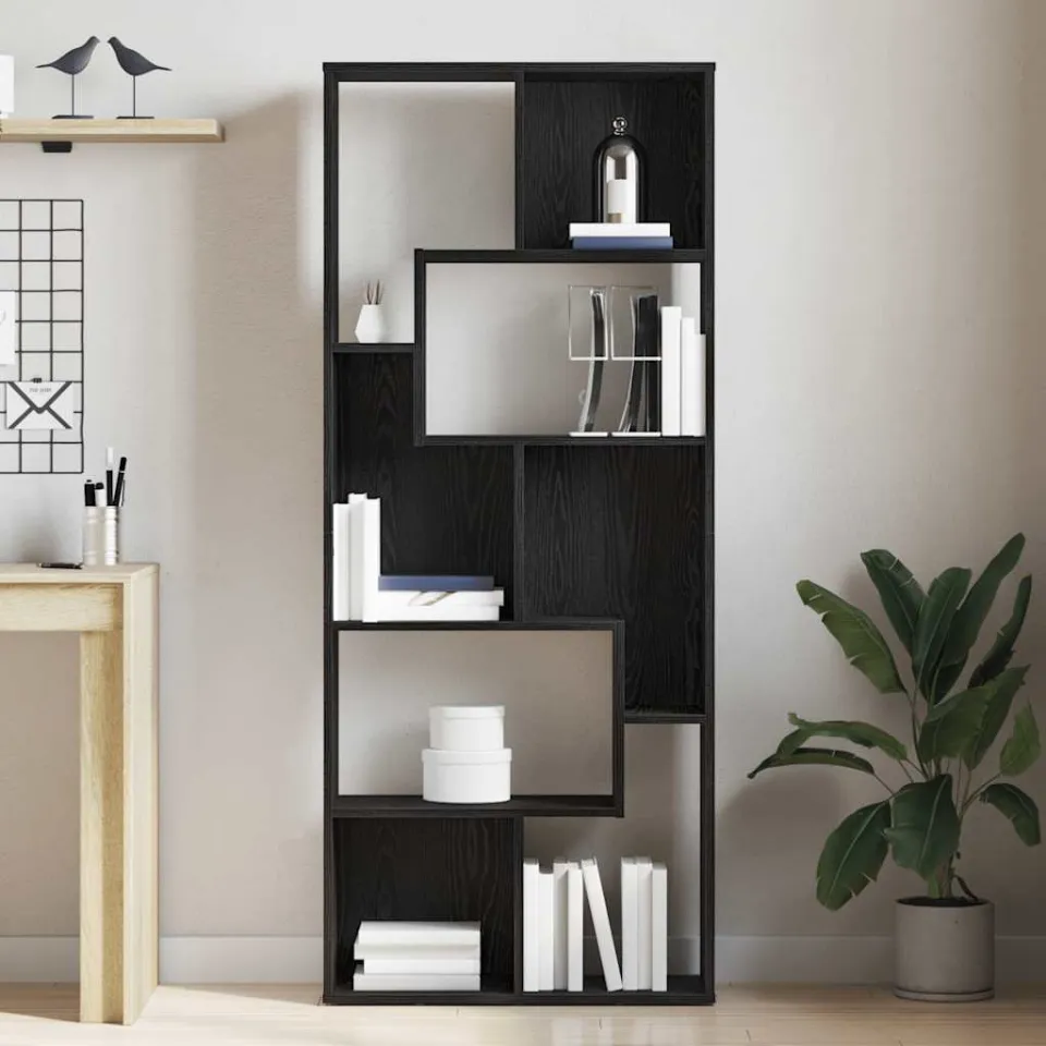 vidaXL Boekenkast 67x24x161 cm bewerkt hout zwart eikenkleurig, foto 3
