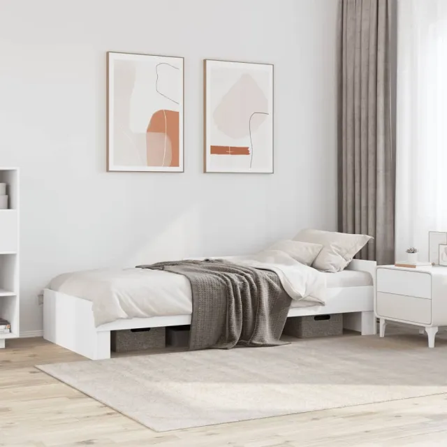 vidaXL Bedframe bewerkt hout wit 75x190 cm