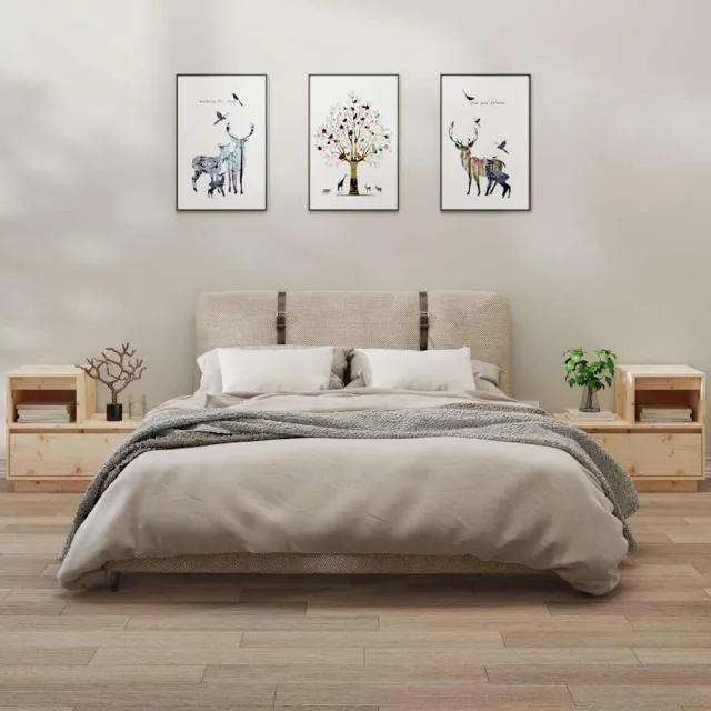 vidaXL Nachtkastjes 2 st 60x34x51 cm massief grenenhout bruin, foto 2
