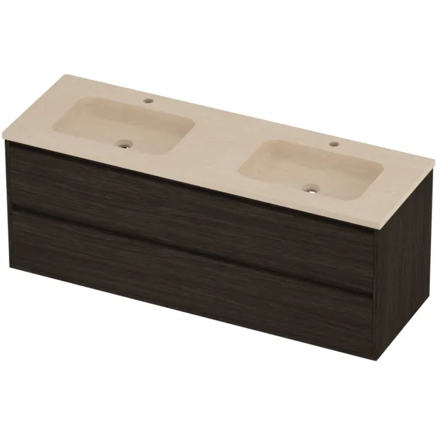 Proline Rollo Badmeubelset Hardsteen Elegant 2 Gaten 140x46x54 cm Sand Stone Mokka Oak Eiken