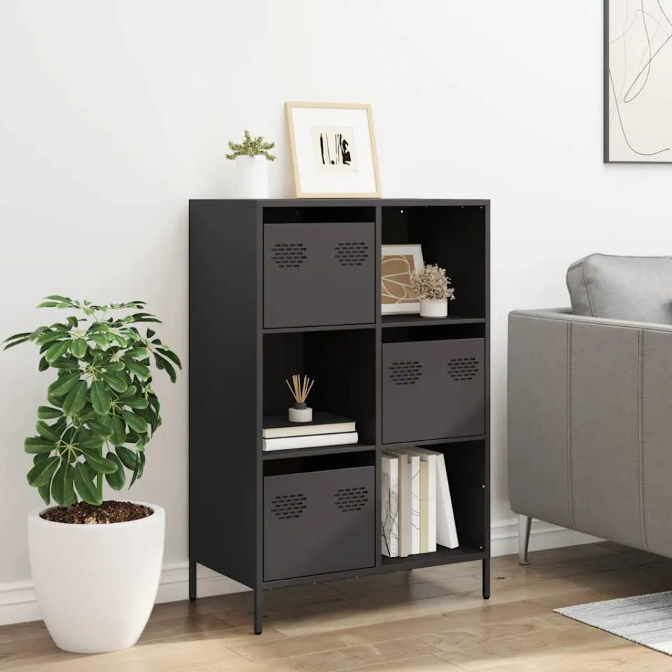 vidaXL Hoge kast 68x39x103,5 cm staal zwart, foto 2