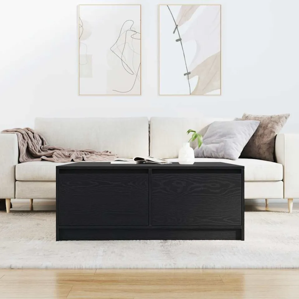 vidaXL Salontafel met lades 100x100x40 cm zwart eikenkleurig, foto 3