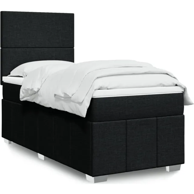 vidaXL Boxspring met matras stof zwart 90x200 cm