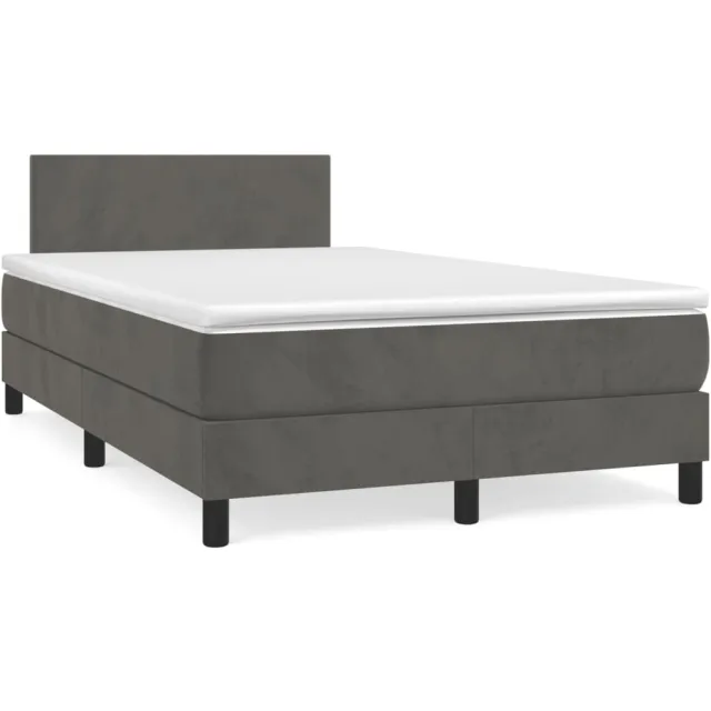 vidaXL Boxspring met matras fluweel donkergrijs 120x190 cm grijs