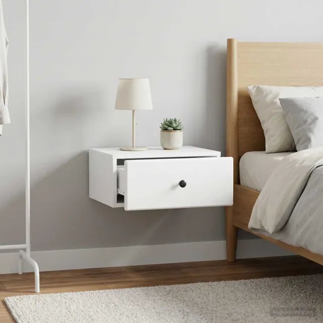 vidaXL Wandbeugel Bedkast 2 st Wit 49 x 34,5 x 20 cm Bewerkt hout, foto 2