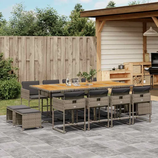 vidaXL 13-delige Tuinset met kussens poly rattan grijs, foto 2