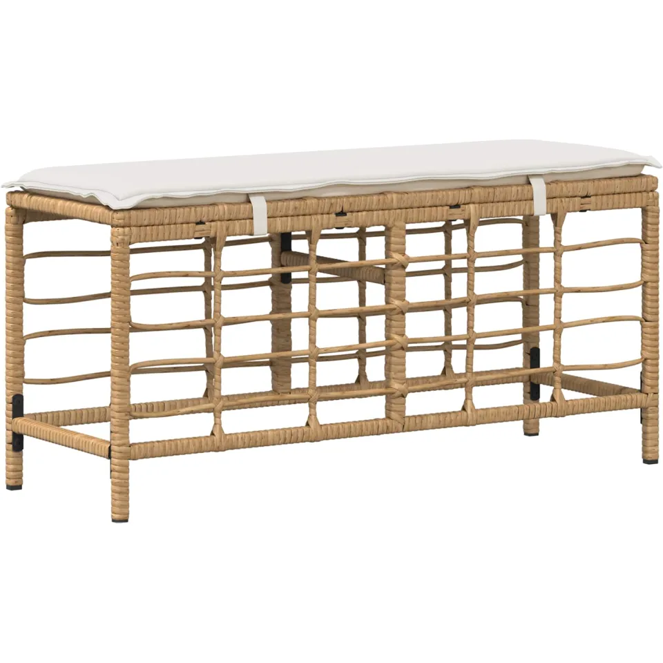vidaXL Tuin eettafelset 3 st Natuur en Wit Poly Riet en Acaciahout Beige
