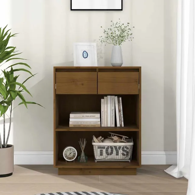 vidaXL Wandkast 60x34x75 cm massief grenenhout grijs