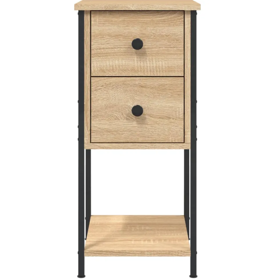 vidaXL Nachtkastje 32x42x70 cm bewerkt hout sonoma eikenkleurig, foto 4